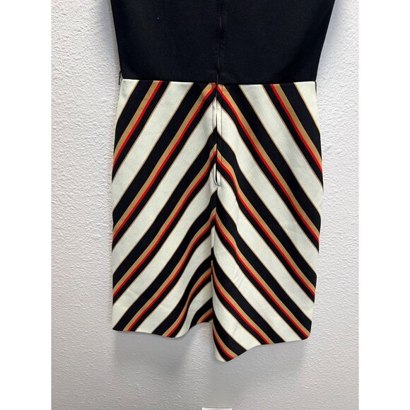 Vintage 60s Mod Mini Dress W/ Striped Skirt & Cream Collar - Picture 5 of 5